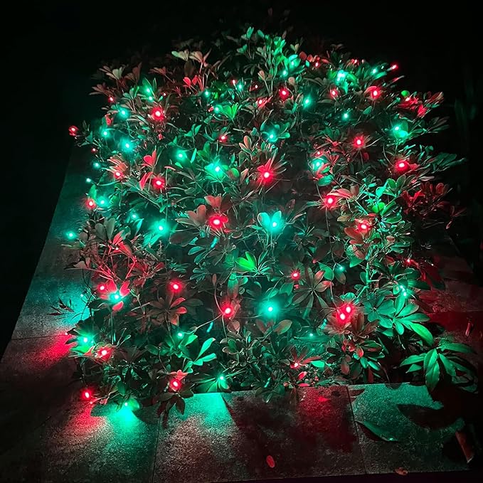 HISHINY LED Christmas Net Lights Outdoor,6ftx6ft 144LED Green Wire, Connectable Indoor Outdoor Bush Mesh Net Lights String for Halloween Christmas Party,Shrub,Yard,Tree（Red & Green）