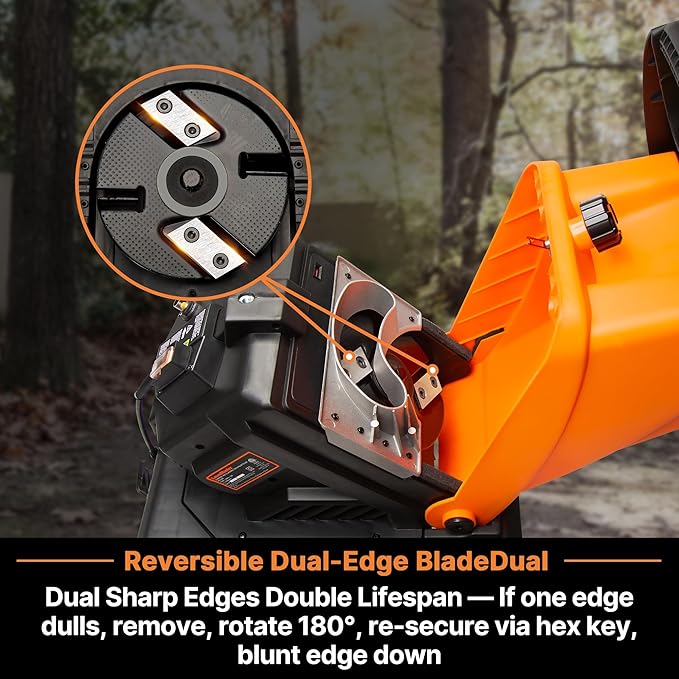 LawnMaster Wood Chipper, 15 Amp Electric Wood Chipper Shredder with Collection Bin, 1.8-Inch Cutting Diameter Max 16:1 Reduction-FD1504