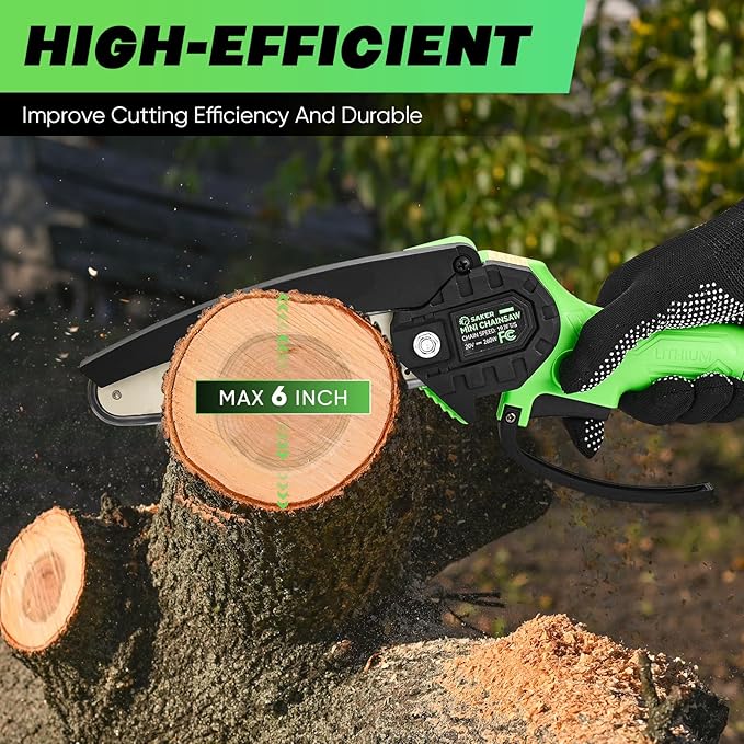 Saker Mini Chainsaw Cordless,6 Inch Chainsaw, Mini Electric Chainsaw Cordless Battery Powered,One-Hand Portable Chain Saw for Tree Trimming, Pruning&Wood Cutting,Christmas Gifts for Men Husband Father
