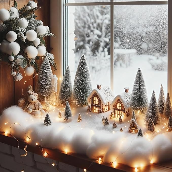 Christmas Fake Snow Fluffy Artificial Snow White Xmas Decorations for Christmas Village Displays Indoor and Outdoor Decor(12.3 oz)