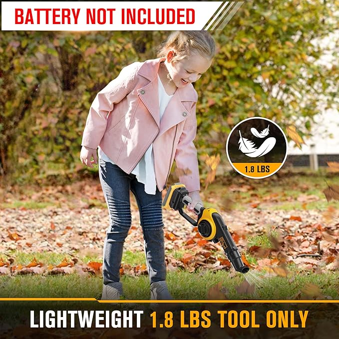 Cordless Leaf Blower Compatible with DEWALT 20V Max Battery (Tool Only) 200MPH Small Electric Leaf Blowers w/ 3 Speeds Mode, Lightweight Mill Leaf Blowers Battery Powered for Patio