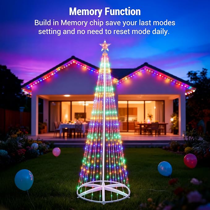 iBaycon Christmas Tree Star Lights, 6.9FT 298 LEDs Color Changing Artificial Lights with Remote Control Timer Outdoor Waterproof for Home Party Christmas Decorations (Warm White to Multicolor)