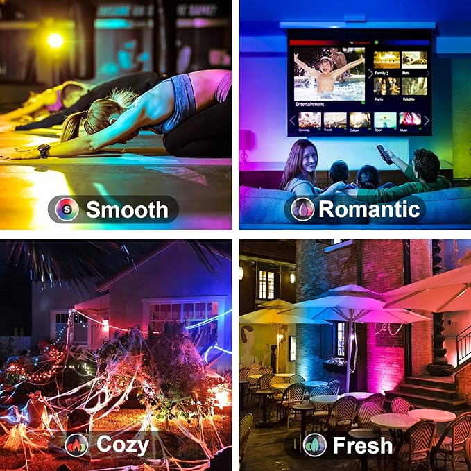LED Flood Light Outdoor 500W Equivalent Color Changing Landscape Lighting, Timing+120 Colors Strobe+2700K Warm White+DIY Flash,IP66 Waterproof Up Stage RGB Led Light Indoor US 3Plug 6Pack with Stake