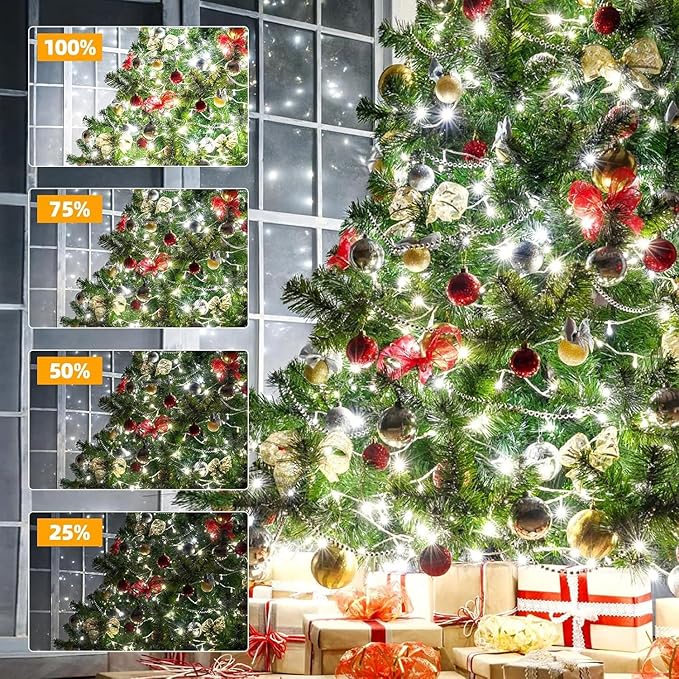 XTF2015 Christmas Lights 66ft 200 LED String Lights Timer Memory Function USB or Batter y Powered Waterproof String Light for Indoor Outdoor Decoration (Cool White)