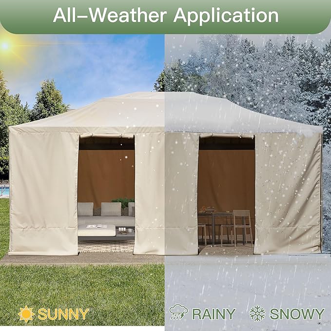 MELLCOM Winter Gazebo Cover for 12×20 Hardtop Gazebo, Accessories for All Seasons, with Mesh Screens and Doors and Windows