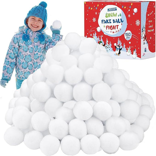 Fovths 150 Pack Snow Toy Ball for Kids 2 Inch Artificial Snow Fight Ball Set Realistic Fake Snow Toss Ball Set for Indoor & Outdoor Snow Fight Christmas Tree Decoration and Winter Family Toss Games