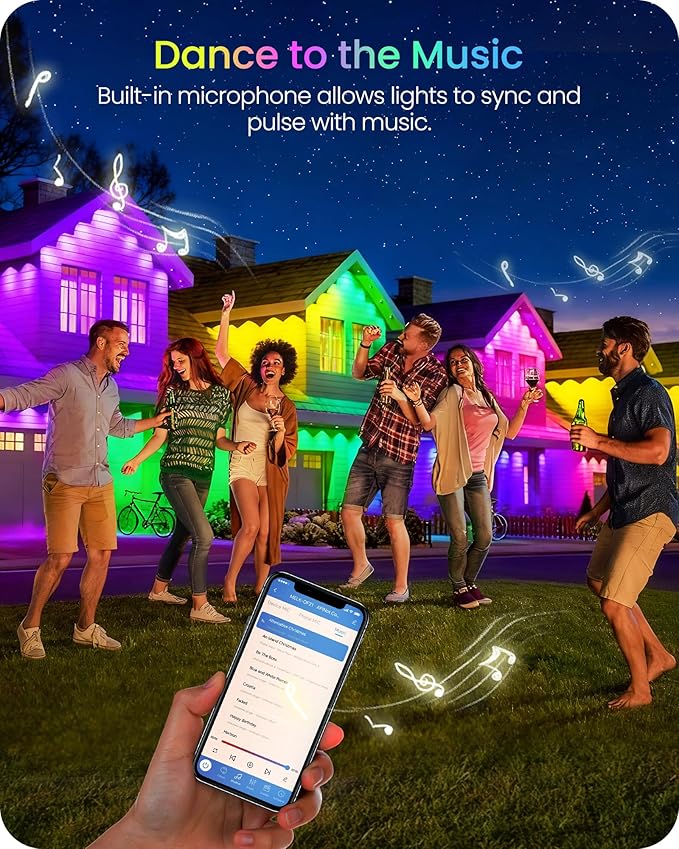 Permanent Outdoor Lights, 100 FT RGB & White Eaves Light with 60 LED Lights, App/Remote Control, IP65 Waterproof Christmas String Lights for Daily, Festival, Party, Holiday Decor W02EL05