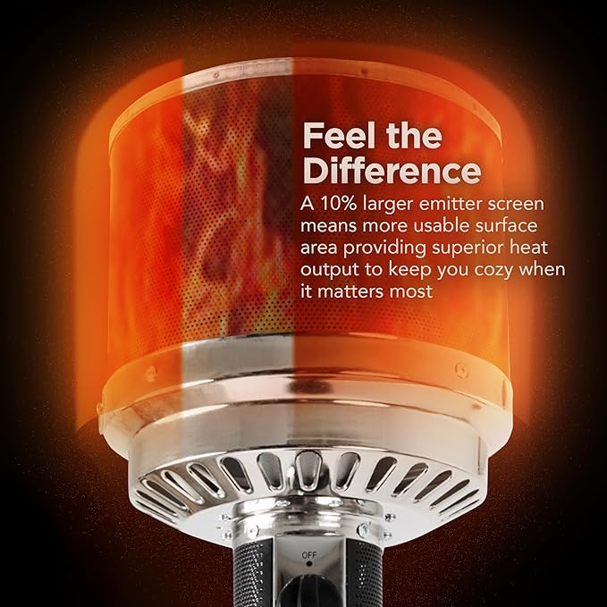 Amazon Basics 46,000 BTU Outdoor Propane Patio Heater with Wheels, Commercial & Residential, Havana Bronze, with Water Tank, 32.1 x 32.1 x 91.3 inches (LxWxH)