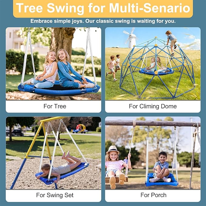 10FT Climbing Dome with Saucer, 800LBS Capacity Blue Jungle Gym for Kids Ages 4-8, Kids Climbing Toys for Outdoor Playground
