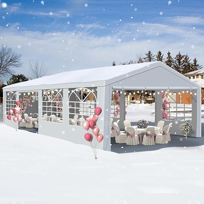 GARTOO 20' x 30' Canopy Party Tent & Carport - Heavy Duty Outdoor Wedding Gazebo with 4 Sand Bags, Event Shelter Canopy for Outdoor Event, Wedding, Birthday Party