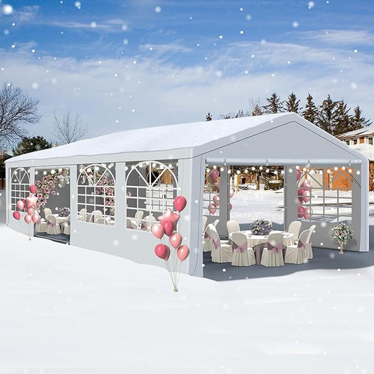 GARTOO 20' x 30' Canopy Party Tent & Carport - Heavy Duty Outdoor Wedding Gazebo with 4 Sand Bags, Event Shelter Canopy for Outdoor Event, Wedding, Birthday Party