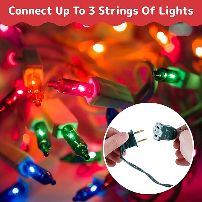 PREXTEX Multicolored Christmas Lights with Green Wire, 60 Feet, 300 Lights, Colorful String Lights Indoor or Outdoor - Incandescent String Lighting for Christmas Tree Decorations for Fences and Patios