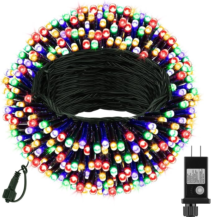 66ft 200 LED Christmas Lights - Outdoor & Indoor, Plug-in with Timer & Memory, 8 Modes Twinkle Xmas String Lights for Tree, Wreath & Party Decor, Multicolor