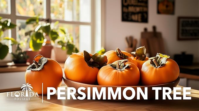 Persimmon Fruit Trees | 3 Live Trees | Diospyros Kaki | Edible Fruit Tree for Home Gardens | Cold Hardy Plants with Sweet, Delicious Fruits