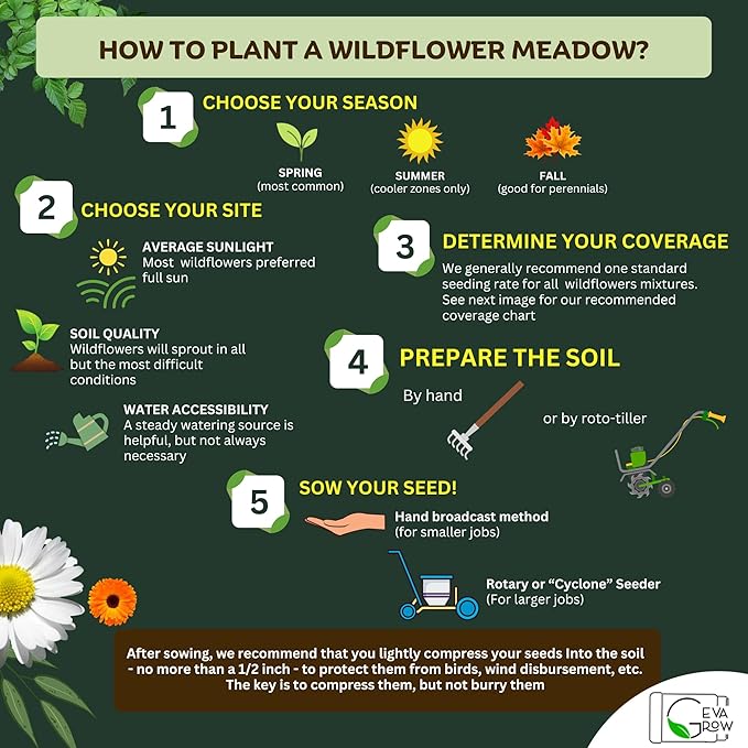 Bulk Wildflower Seed Mix – Honey Bee Wildflower Seed Mix 1 Pound Tub by GevaGrow | Bulk 300,000+ Seed Tub | 19 Variety Flower Seeds for Planting in Pots & Outdoor Gardens | No Messy Bags or Packets |