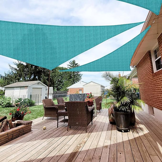 Patio Paradise 4' x 4' x 4' Sun Shade Sail Triangle Canopy Shade Cloth Fabric Sunlight Block Patio Pergola Cover HDPE Deck Awning for Outdoor Backyard Roof Shading, Turquoise
