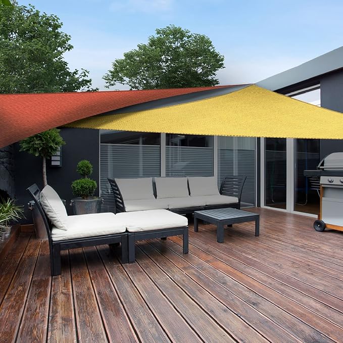 AsterOutdoor Sun Shade Sail Triangle 16' x 16' x 16' UV Block Canopy for Patio Backyard Lawn Garden Outdoor Activities, Sand
