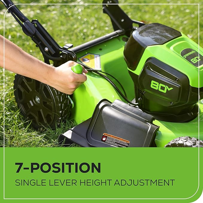 Greenworks 80V 21¡± Brushless (Push) Cordless Electric Lawn Mower + (500 CFM) Axial Leaf Blower (75+ Compatible Tools), (2) 2.0Ah Batteries and 30 Minute Rapid Charger
