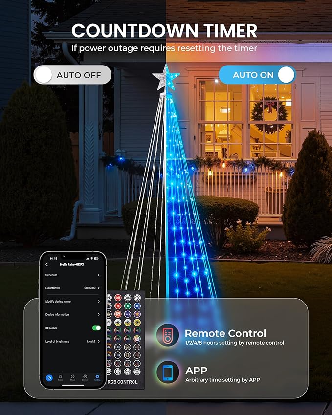 Smart Christmas Cone Tree LED Light, 6ft 265 LEDs Music Sync with Remote APP and Local Control, Pattern and Text Displayable, 16 Million Colors LED Light Show Tree for Indoor Outdoor Decorations