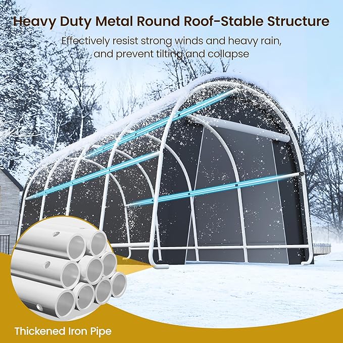 Wisteria Lane Heavy Duty Carport with 4 Cloth Bags, All-Weather Car Canopy with 2 Roll-up Doors, Portable Garage Storage Shelter Shed for Cars, Truck, or Garden Tools, 10' x 20'