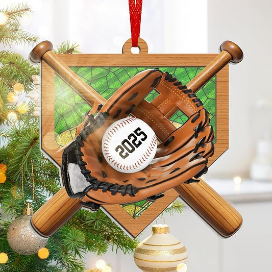 FLAGWIX Baseball Ornaments for Christmas Tree - 2D Flat (Not 3D) Suncatcher Christmas Ornaments 2025 for Tree Decorations - Baseball Gifts for Boys 12-14 and 8-12, Sports Gifts for Boys Son Team Coach