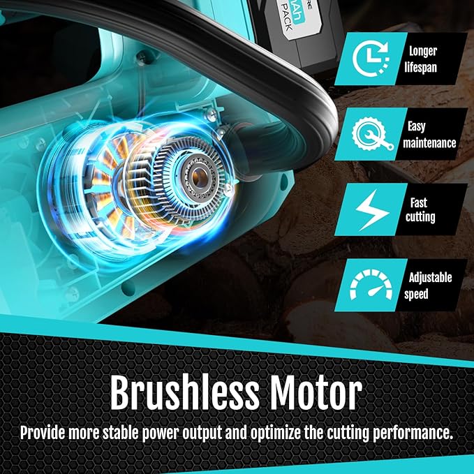 4.0Ah Battery Chainsaw 12-Inch,18V-20V Electric Chainsaw Cordless, Brushless Motor, Dual Modes, LED Display, for Professional Wood Cutting and Tree Pruning