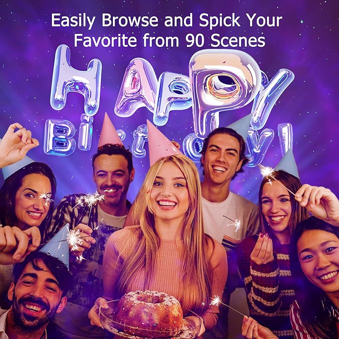 Star Projector,3D Galaxy Projector with 90 Dynamic 3D Scenes & Bluetooth Speaker, Moving Stars Night Light with Auto Timer for Bedroom Decor, and Party.