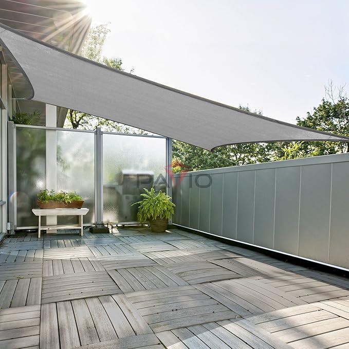 Patio Paradise 12' x 16' Sun Shade Sail Rectangle Canopy Patio Cover Sunlight Block Awning Heavy Duty Commercial Grade for Backyard Lawn Garden Outdoor Activities, Gray