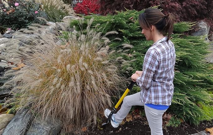 Spear Head Spade SHFD3 40 Yellow Garden Spade Shovel - Gardening Shovel with a 9 x 11 Beveled Blade, Steel-Reinforced Fiberglass Long Handle & Cushioned D-Grip - Digging Spade for Planting