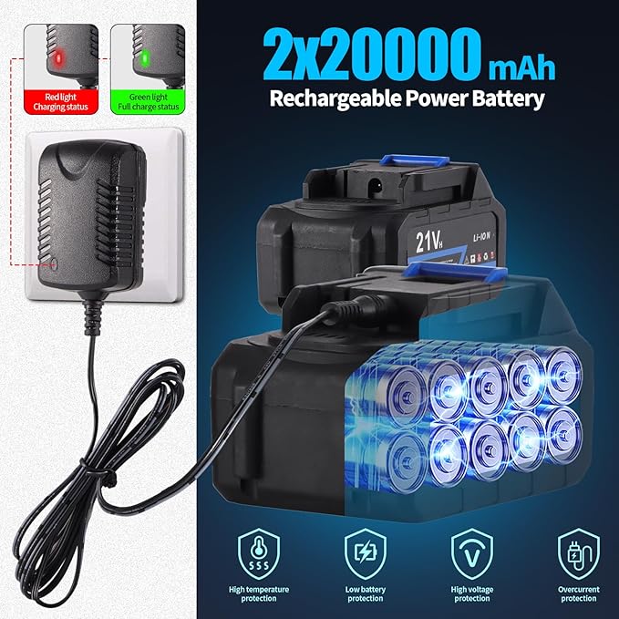 Cordless Pressure Washer,1450 PSI Brushless Portable Power Washer with LCD Display & Pressure Adjustable,2¡¿21V Rechargeable Batteries 6-in-1 Nozzle for Car,Patio,RV,Fence & Yard Cleaning