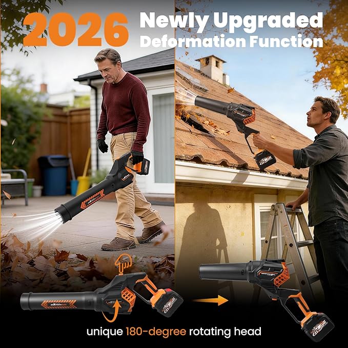 maXpeedingrods Leaf Blower Cordless, 650CFM Electric Leaf Blower with 2 x 4.5Ah Batteries & Fast Charger, 180¡Æ Deformation Blower, Lightweight Leaf Blower for Lawn Care, Garden, Patio & Outdoor Clean