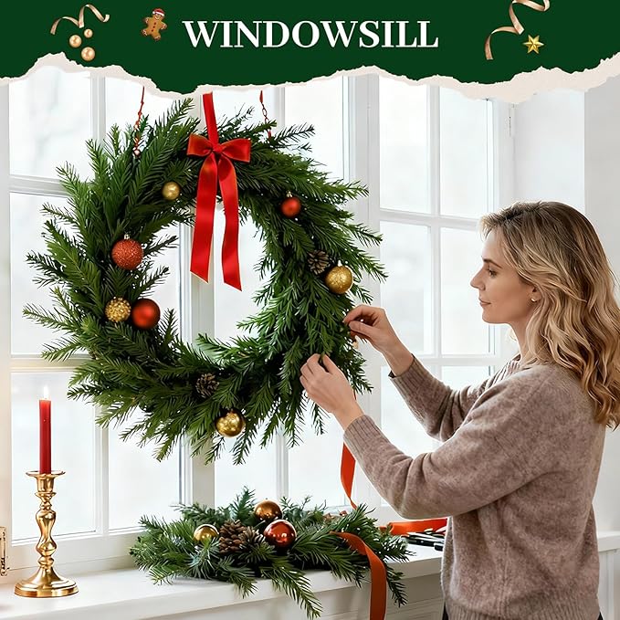 Christmas Norfolk Pine Garland - 6 FT Artificial Norfolk Pine Garland for Table, Wall, Mantle, Window, Christmas Decorations Indoor