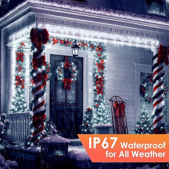 Christmas Lights 1200 LED 394 FT, IP67 Waterproof Christmas Tree Lights with 8 Modes, Outdoor String Lights with Timers & Memory Function, Xmas Light for Holiday Decor (Cool White)