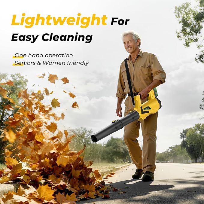 Leaf Blower Cordless, 5-Speed Leaf Blowers with 2 x 4.0Ah Batteries and Turbo Mode, Lightweight Grass Blower Snow Blowers for Lawn Care, Patio, Yard, Blows Leaves, Snow and Dust