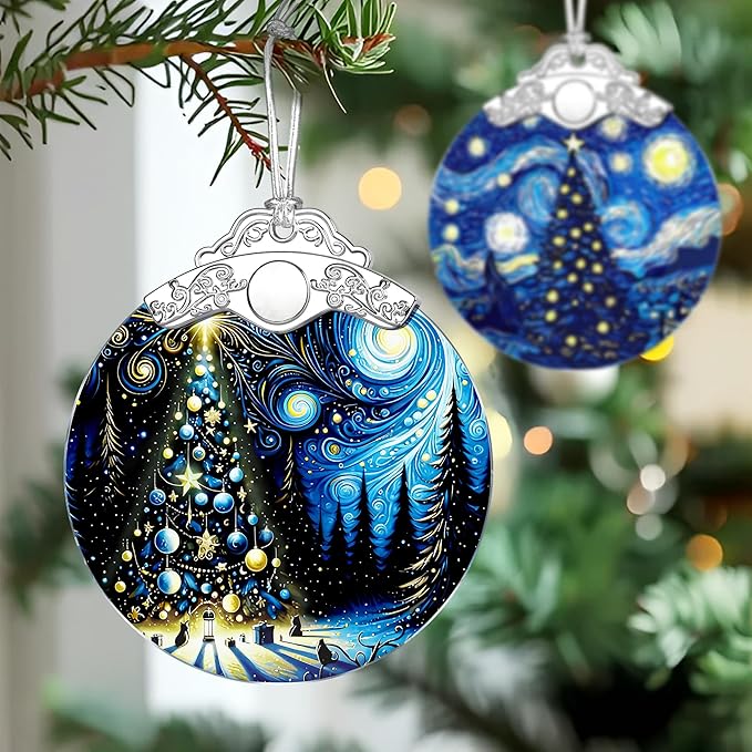 Starry Night Christmas Ornaments – Christmas Tree Decoration, Holiday Decor, Xmas Stocking Stuffers, Gift Idea, Gifts for Art Lover, Coworker, Friend, and Family - Xmas Tree