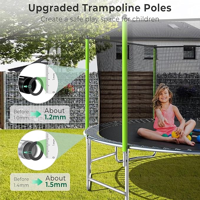 Lyromix Upgraded 16FT 15FT 14FT 12FT 10FT 8FT Trampoline Outdoor with Basketball Hoop and Net, Capacity for 4-6 Kids and Adults