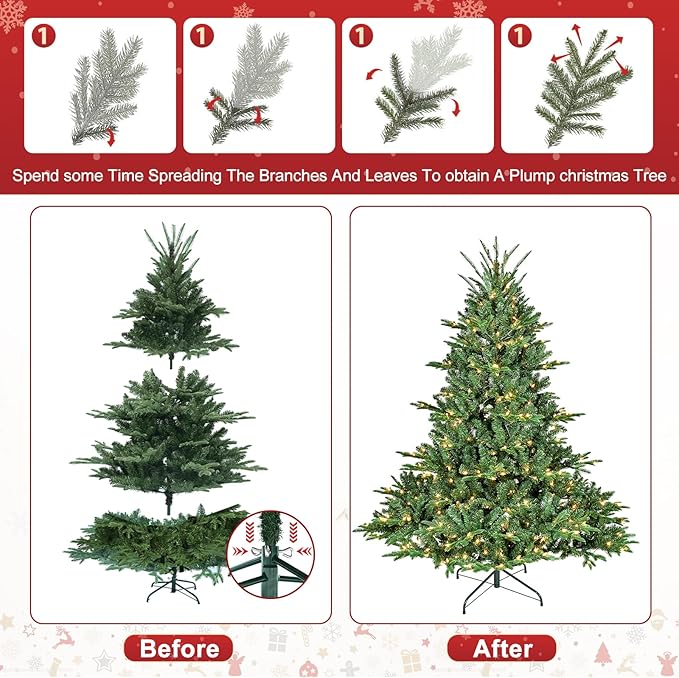 Pre-Lit Premium Spruce Fake Xmas Tree with 200 Lights, Leheyhey 4FT Artificial Christmas Tree with 674 PE&PVC Mixed Branch Tips, Metal Stand and Hinged Branches