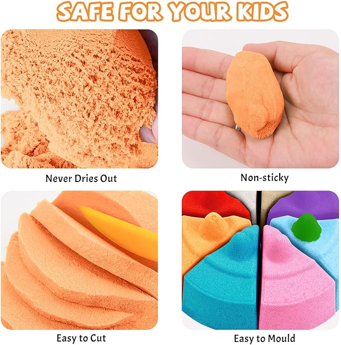 FlexiSand Value Pack 11lbs of Moldable Self-Sticking Sand, Never Dries Out-Fun for 3 Years and Up Kids Bulk Refill for Sensory Sand Box Toys, Ideal for Shaping, and Molding (Orange)