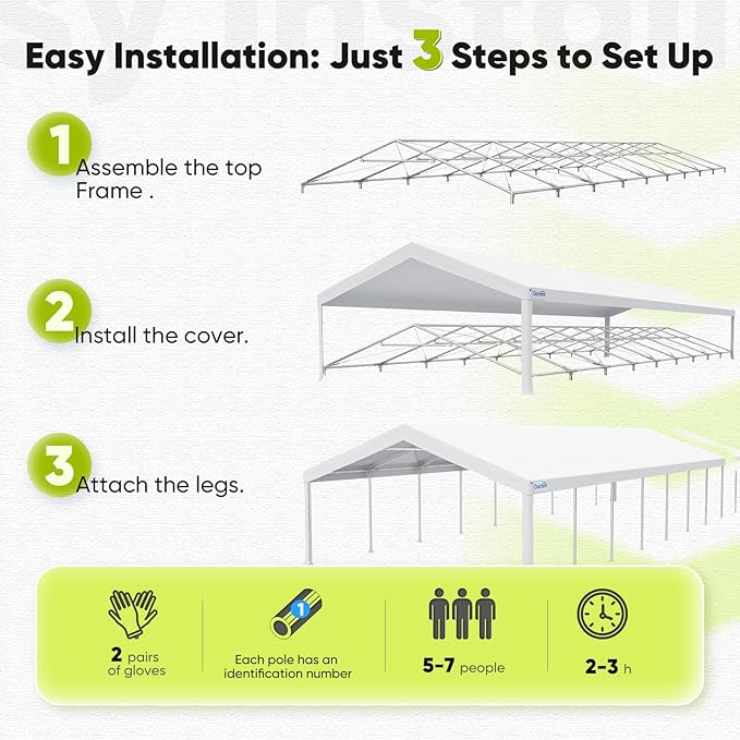 Quictent 20x60 Heavy Duty Party Tent for Parties Outdoor Large Canopy Wedding Event Shelter Wedding Tents for Parties with Storage Bags(Church)