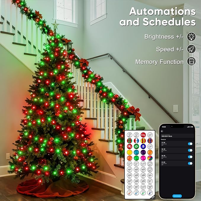 Ollny Smart Christmas Lights 131FT 400LEDs, Color Changing Christmas Tree Lights App & Remote Controlled, RGB String Light with DIY Music Timer for Outdoor Indoor Holiday Xmas Decorations