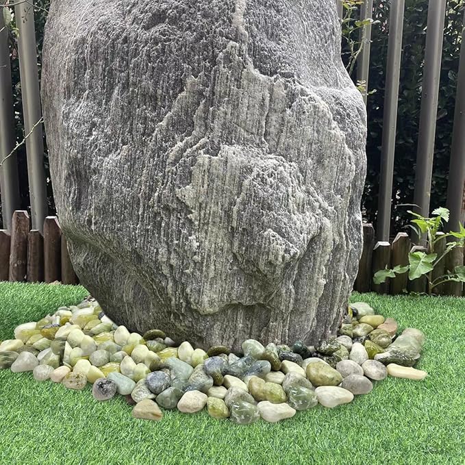 5lbs Pebbles for Indoor Plants, 1-2 Inch Jade High Polished River Rocks Outdoor Decorative Stones Vase Filler Fish Tank Aquariums Landscaping Garden Outdoor and Indoor DIY