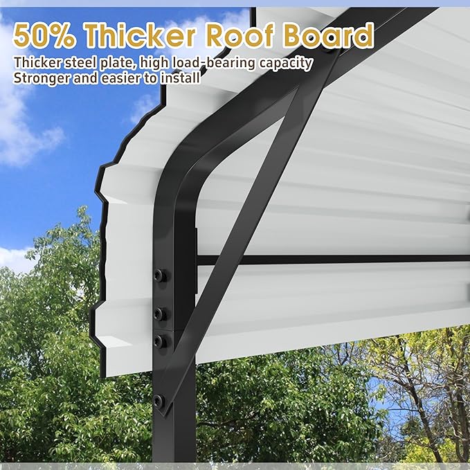 JAMFLY Carport, Heavy Duty Carport Canopy with Galvanized Steel Roof and Frame, Metal Car Garage Upgraded Extra Large Garage for Pickup, Boat, Car and Tractors, 12x20FT