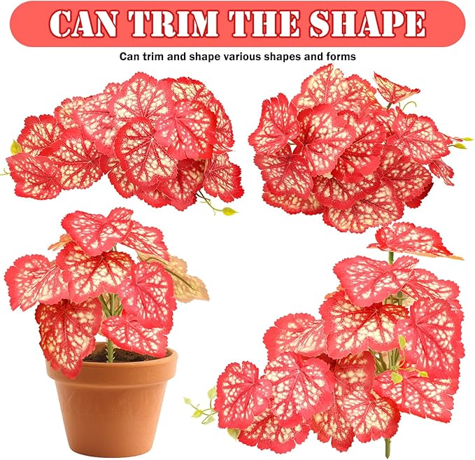 2 Pack Reptile Plants for Terrarium, Artificial Leaves Habitat Decorations with Suction Cups, Terrarium Hanging Plants Vines for Bearded Dragons Lizards Snake Geckos Frogs - Red