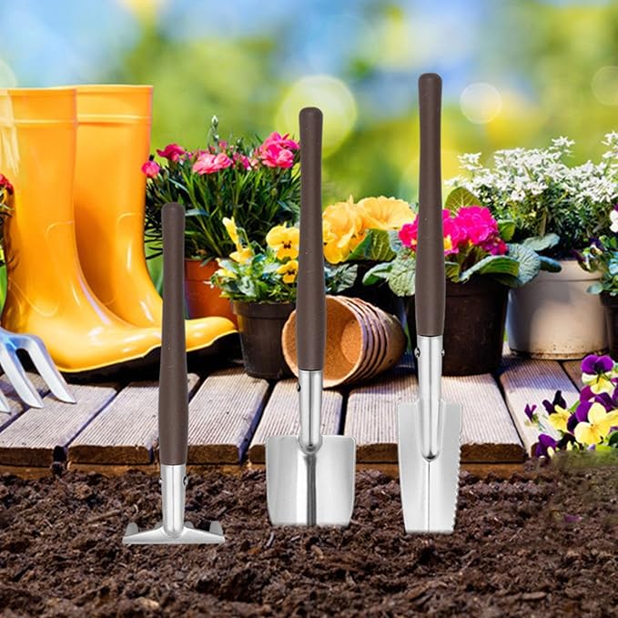 Mini Garden Tools Stainless Steel Planting Set with Ergonomic Handles for Indoor Outdoor Gardening