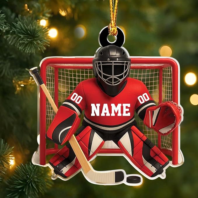 Custom Hockey Player Christmas Ornament 2025, Personalized Ice Hockey Players Ornaments, Custom Name and Number, Sport Lovers Gifts, Christmas Tree Decoration 3