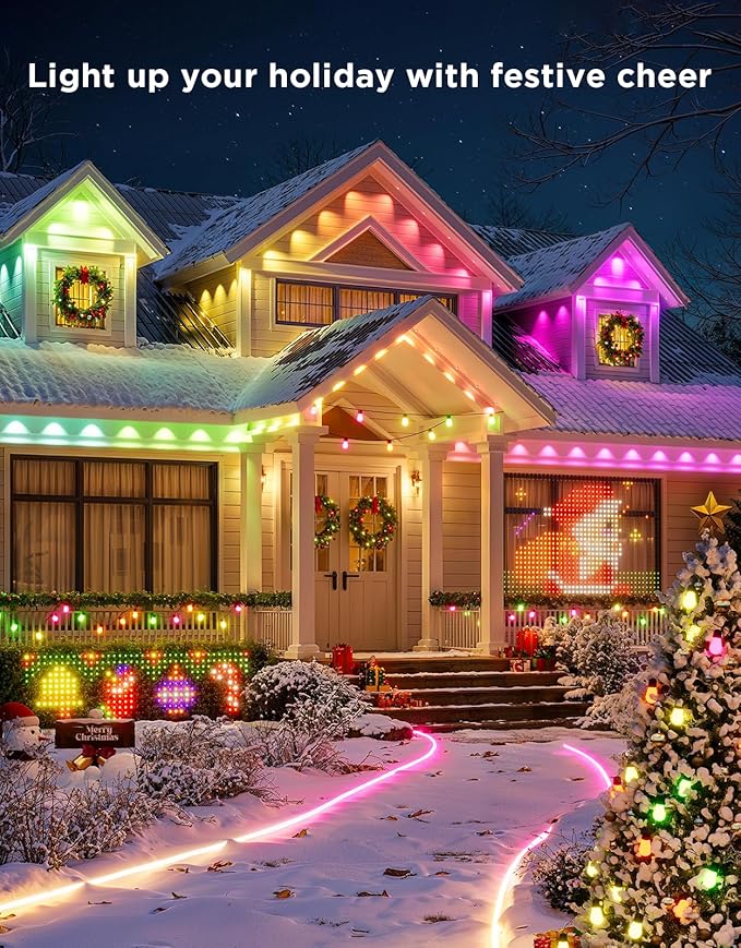 Govee Permanent Outdoor Lights 2, 50ft RGBIC Outdoor Lights with 36 LED Lights, IP67 Waterproof, 100 Scene Modes with 40lm White for Outdoor Decorations, Works with Alexa, Google Assistant, White