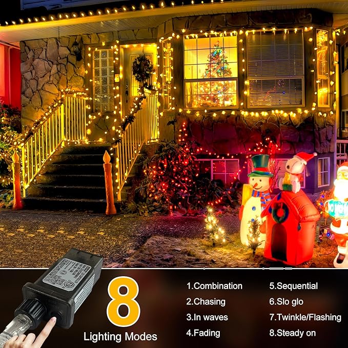 Outdoor Fairy Lights Waterproof, Plug in String Lights with 8 Modes Timer, 98Ft 300 Twinkle LED Outdoor & Indoor Decor for Girl's Bedroom/Garden/Patio/Yard/Wedding/Holiday Party