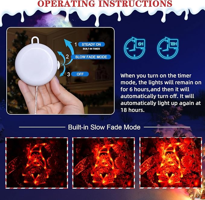 LOLStar Christmas Window Lights 3 Pack Red White and Green Gnomes Xmas Lights with Suction Cups 2024 Upgrade Timer Function and Slowly Fade Mode Battery Operated Indoor Decors Christmas Decorations