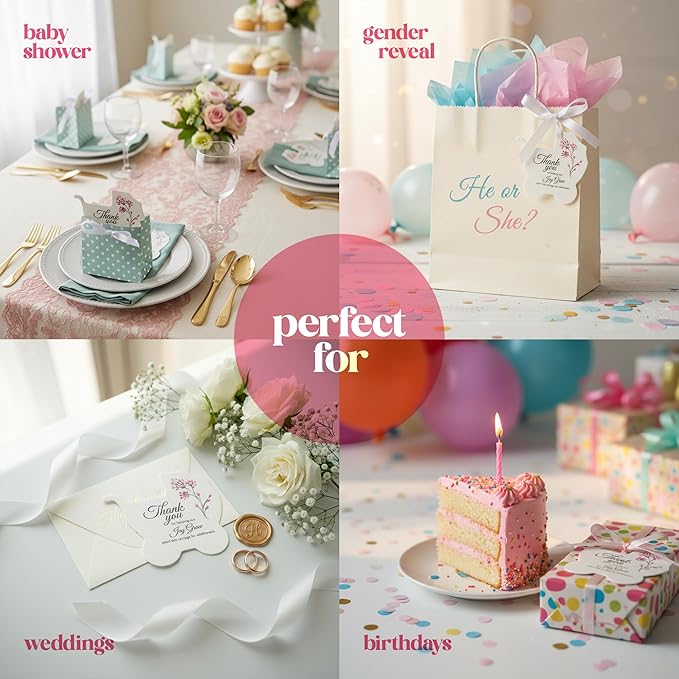 Baby Carriage Seed Paper – 24 pcs Pink Baby Shower Favors for Guests with Wildflower Seeds, Writable & Plantable, Gender Reveal, Birthday Gifts for Guest