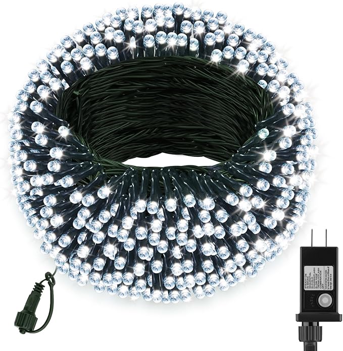 66ft 200 LED Christmas StringLights, End-to-End Plug 8 Modes Christmas Lights with Timer, OutdoorIndoor Fairy Lights Christmas Tree, Patio, Garden, Party, Wedding, Holiday, Cool White